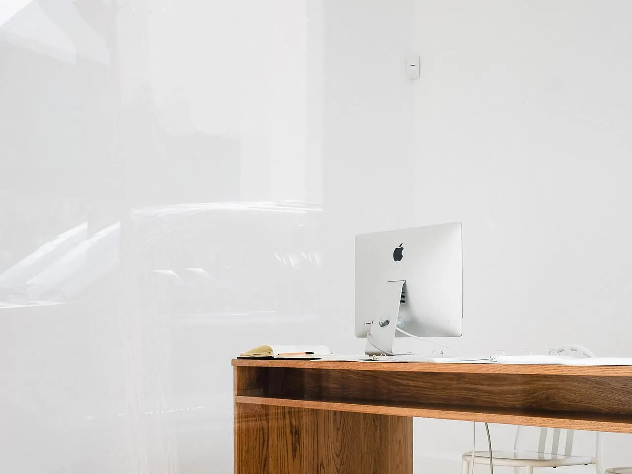 Computer with desk on it
