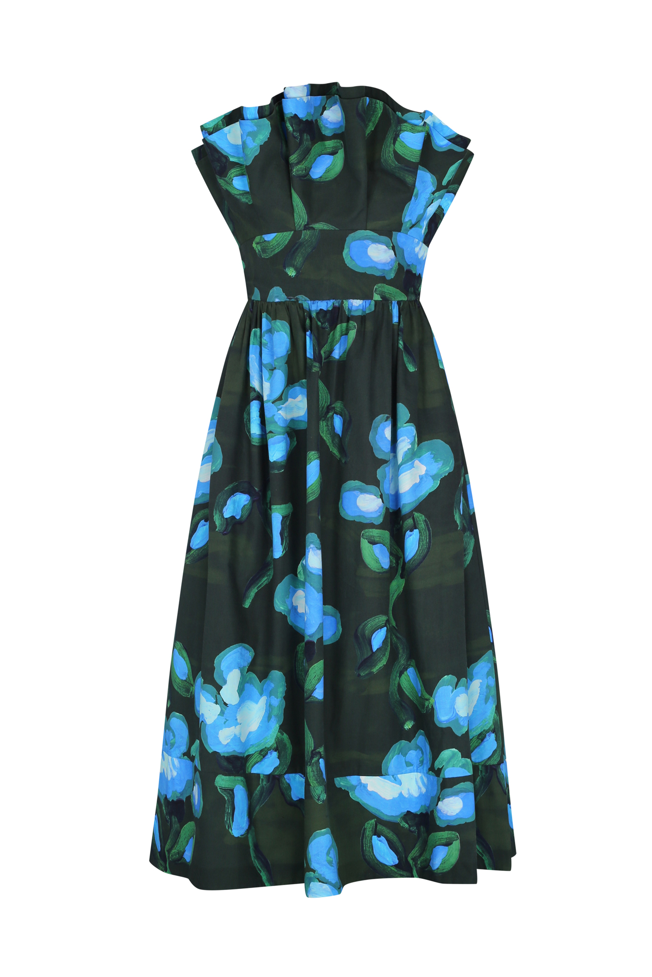 Abanico Dress in Recuerdos Verde Print