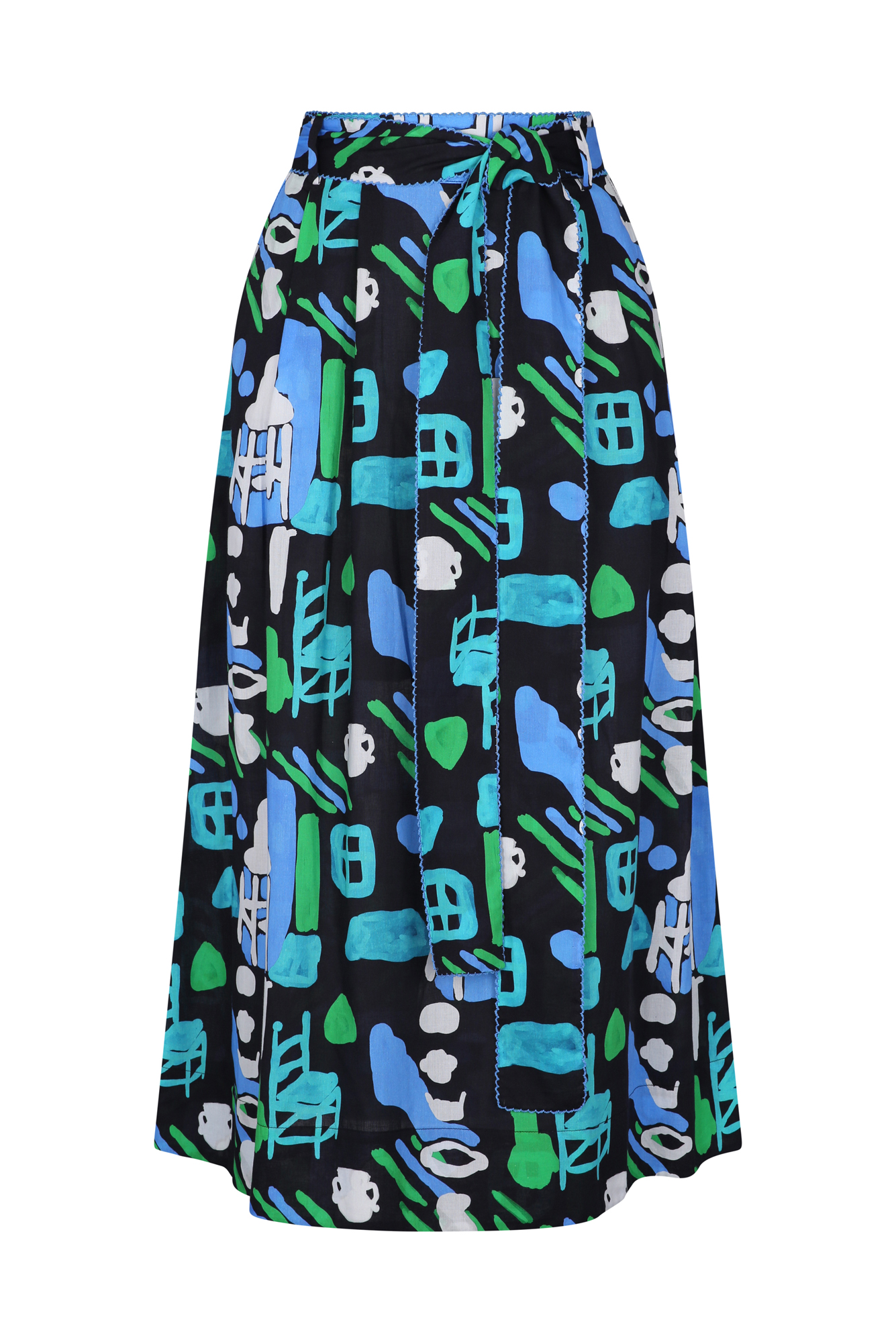 Oaxaca Skirt in Arcilla Azul Print
