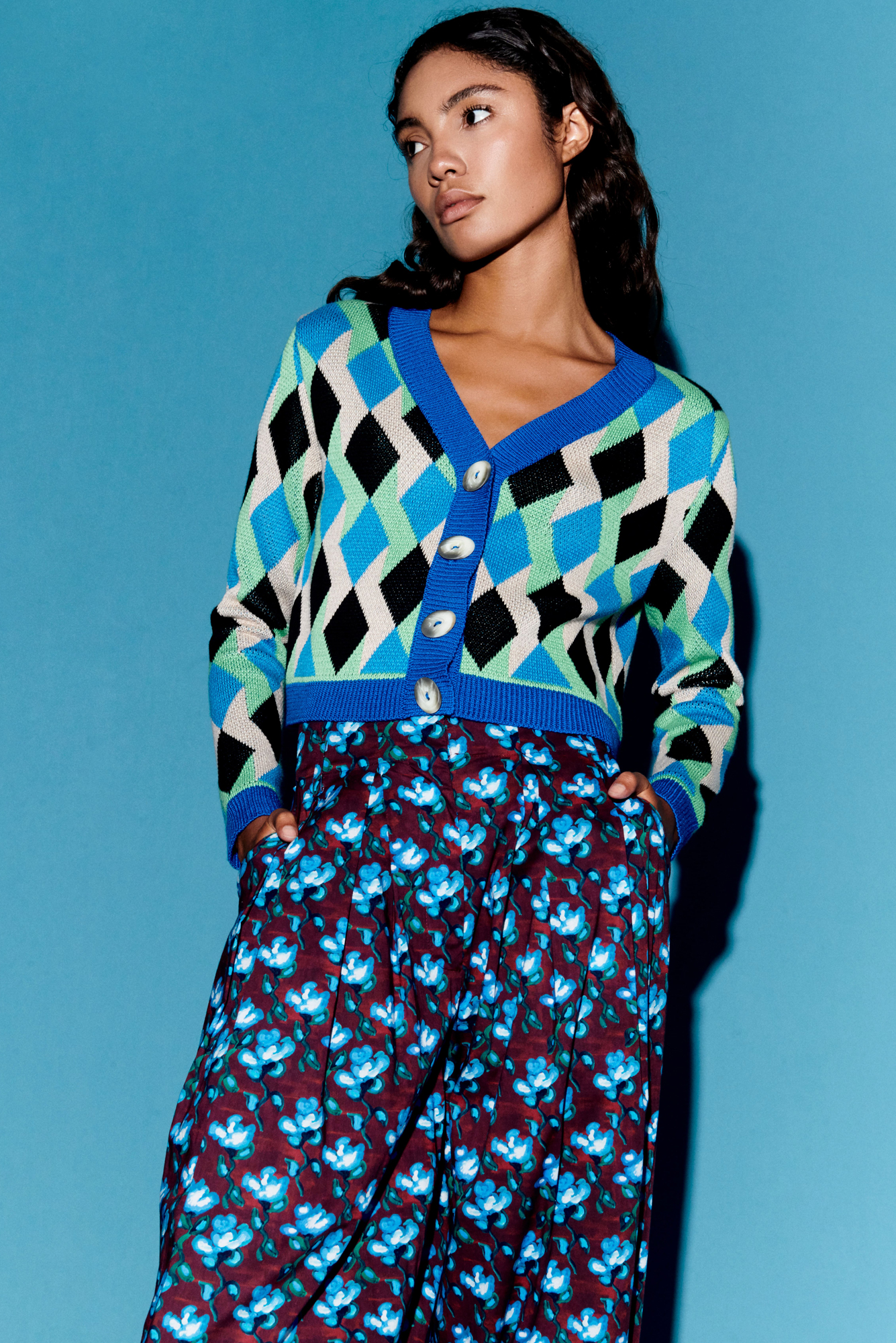Trini Cardigan in Rombos Jacquard