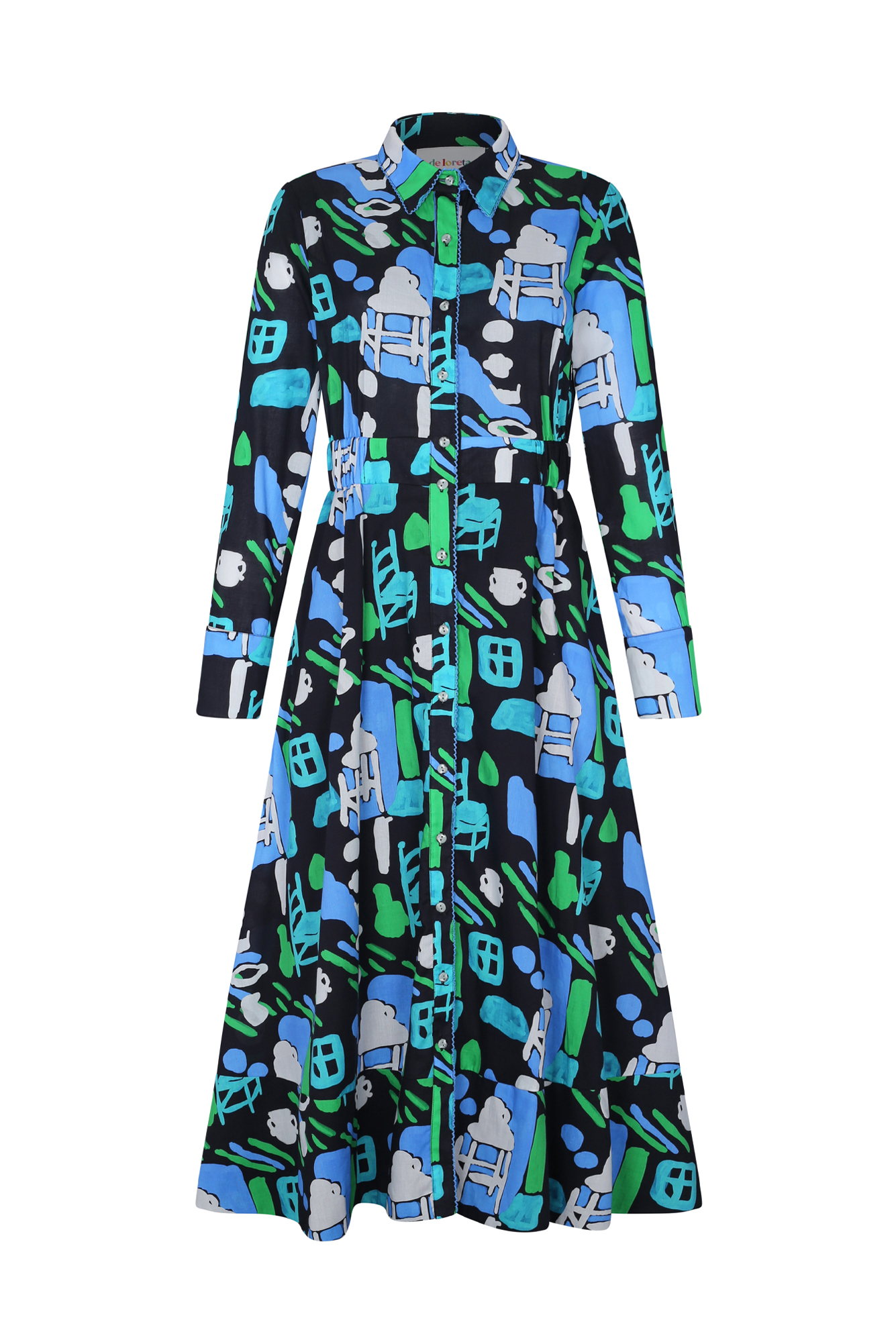 Ucayali Dress in Arcilla Azul Print