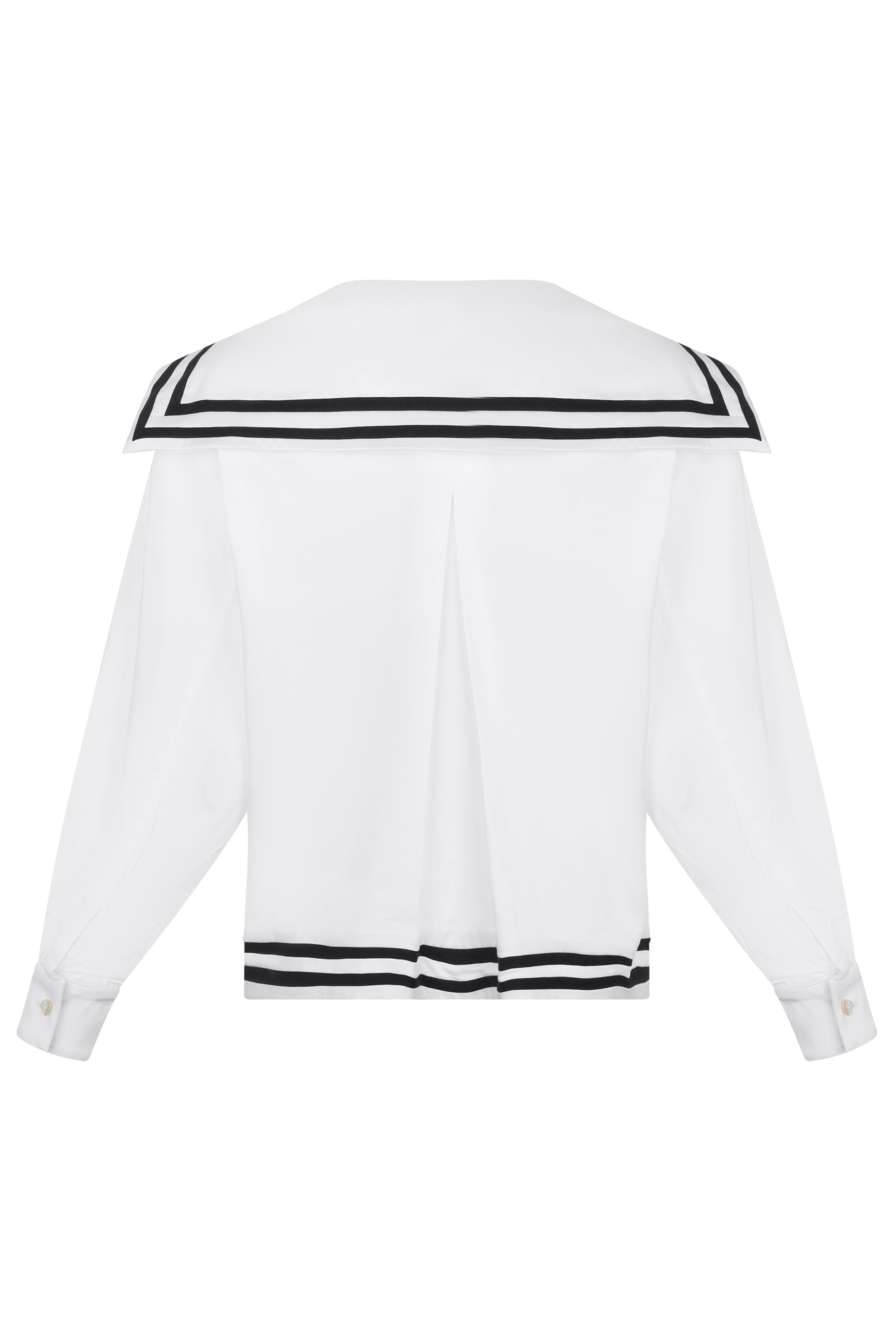 Marina Blouse in White / Navy