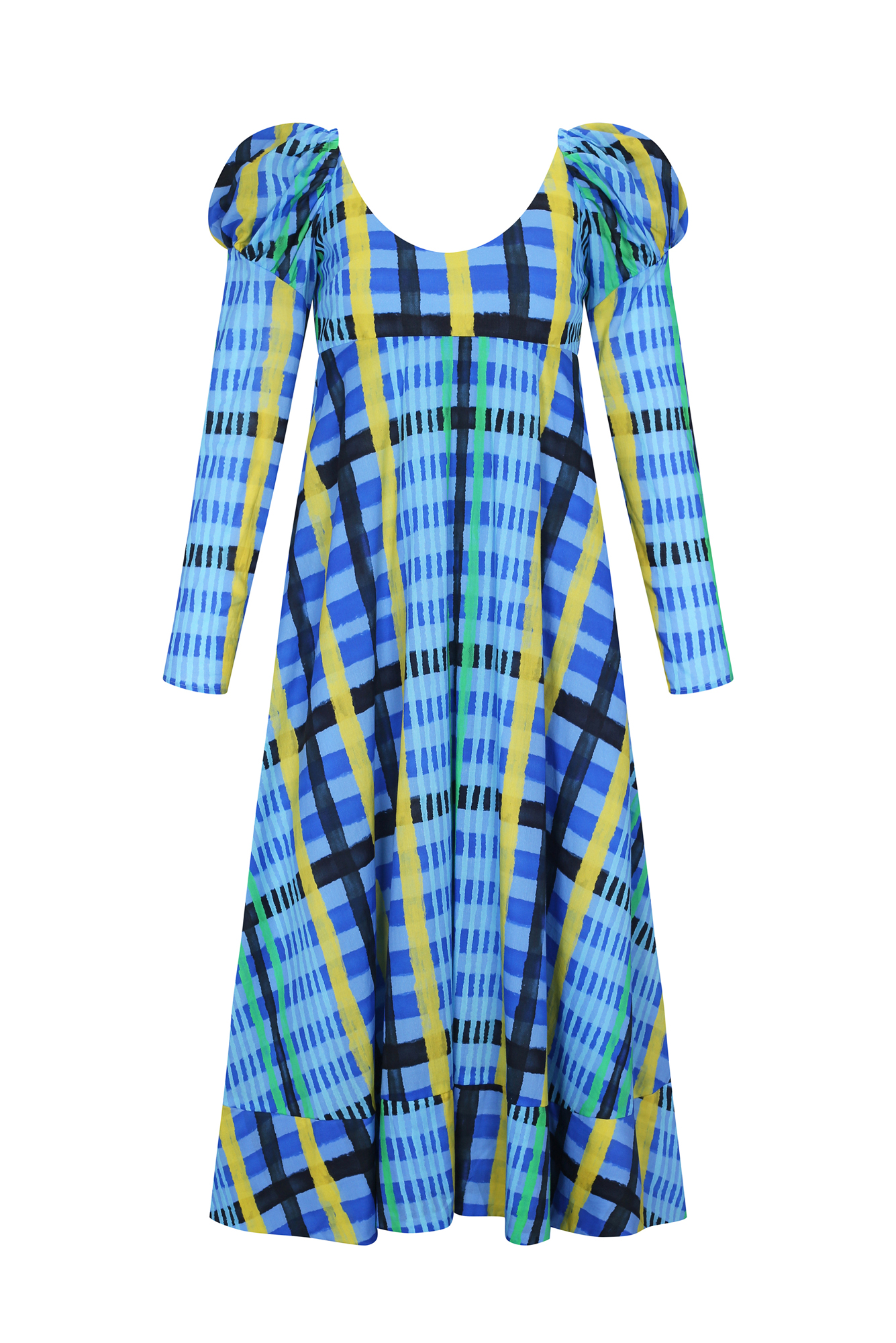 Frida Dress in Tartan Charra Azul