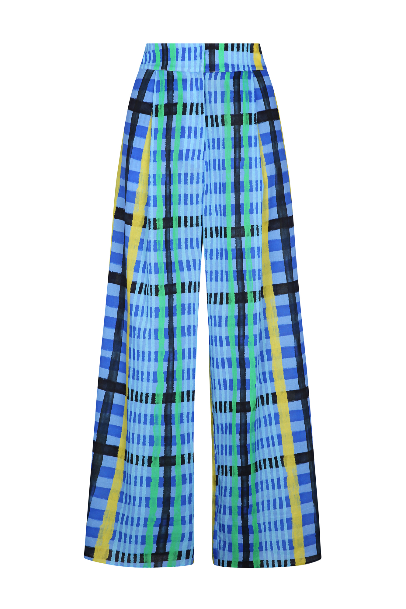Panca Pants in Tartan Charra Azul Print