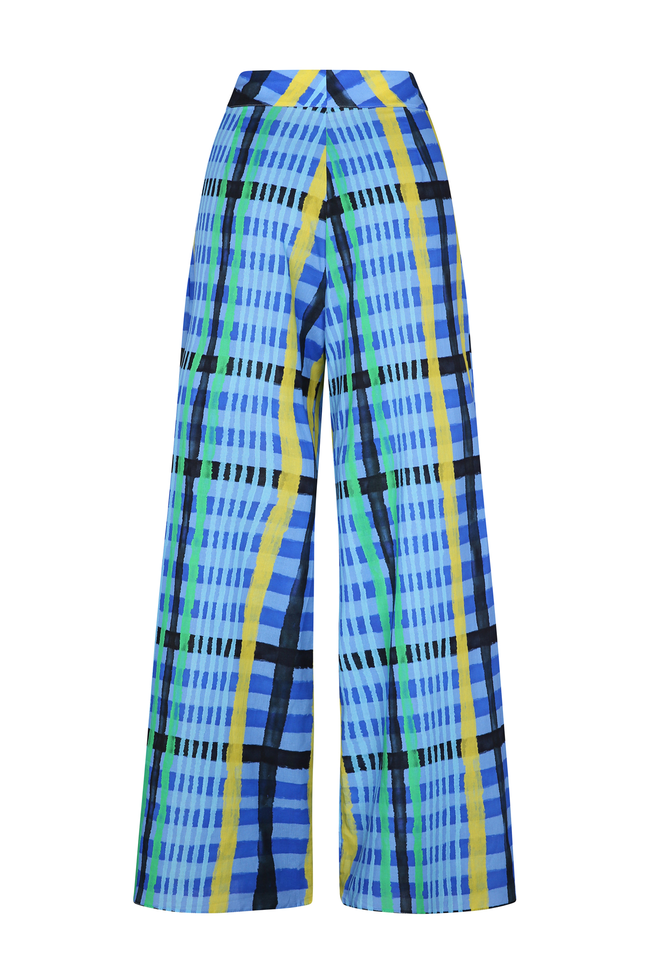 Panca Pants in Tartan Charra Azul Print