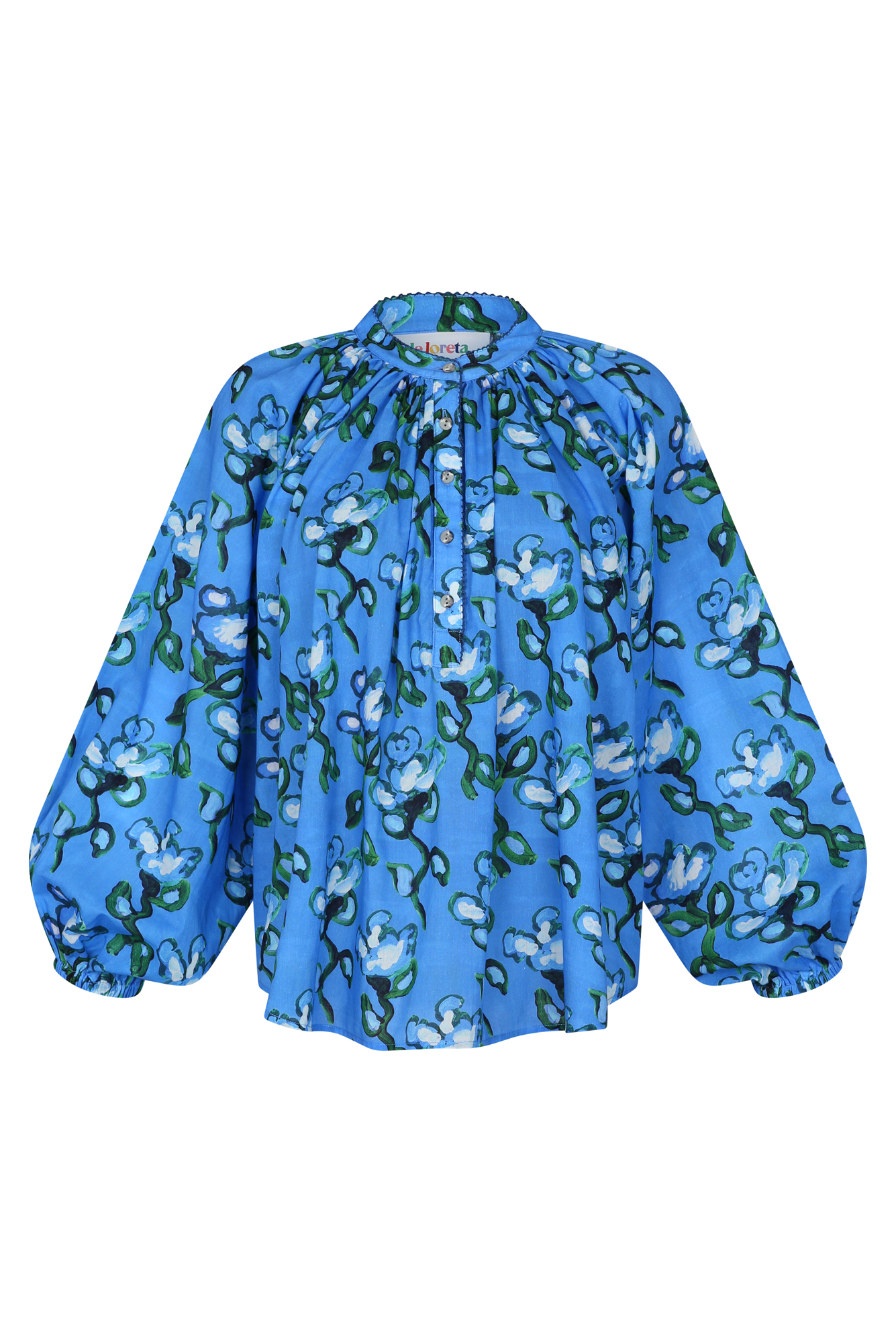 Kaia Blouse in Recuerdos Celeste Print
