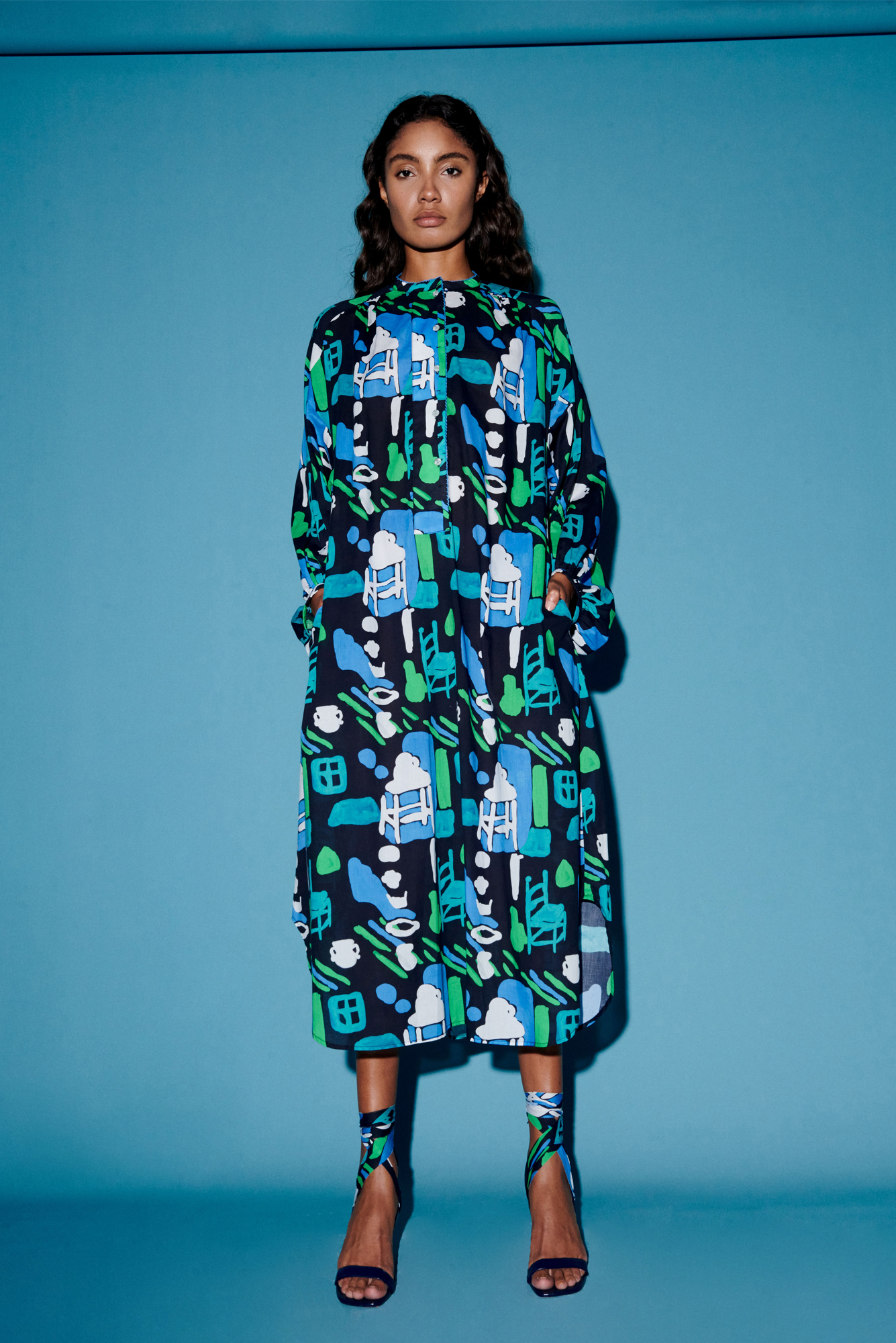 Josefa Dress in Arcilla Azul Print