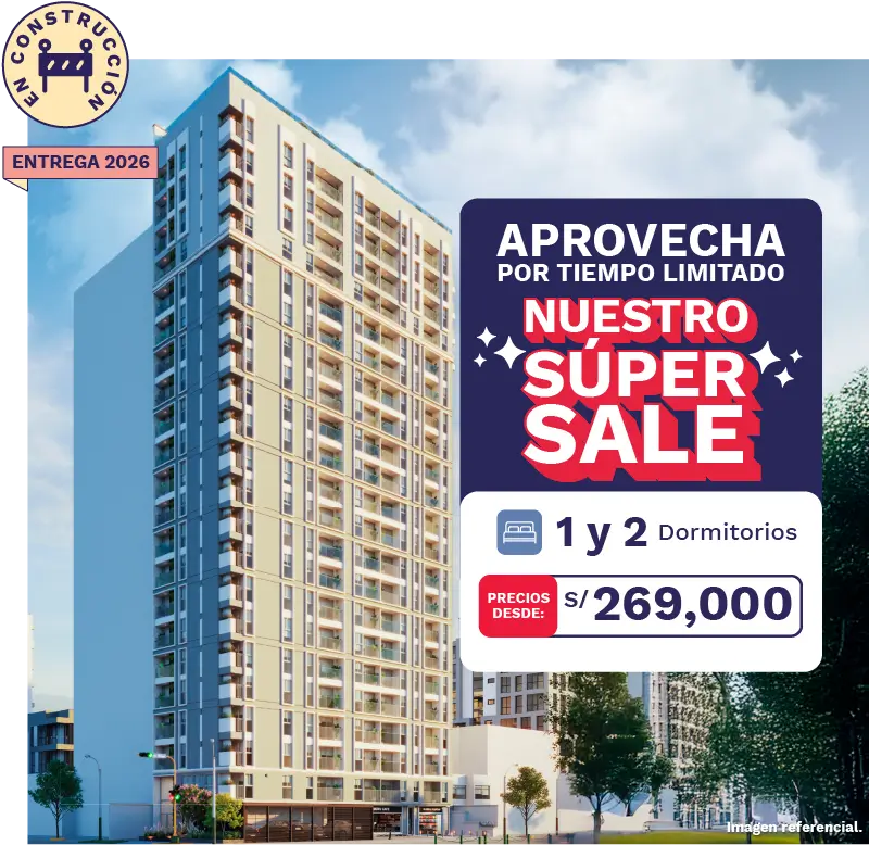 Edificio Piana ubicado en Pueblo Libre. En el render se muestra la fachada del proyecto con precio desde 269 mil soles.