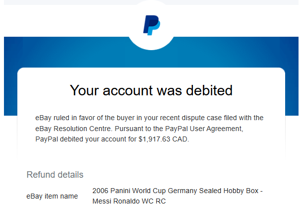 The actual eBay dispute confirmation that started this whole journey.