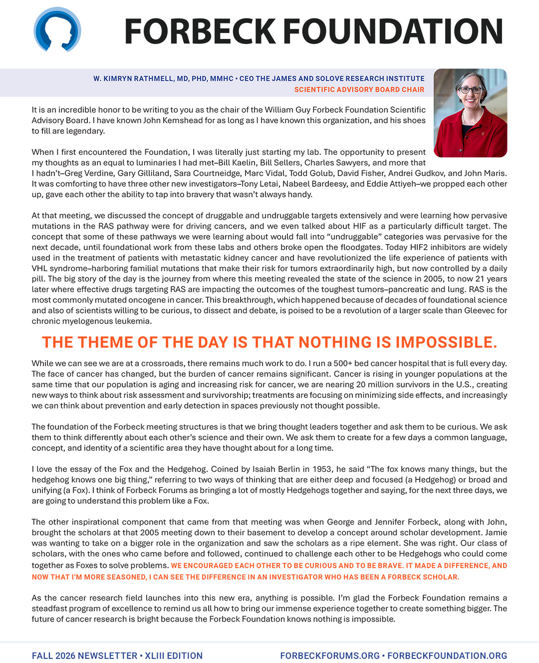 Forbeck Foundation 2026 Fall Newsletter