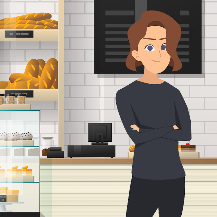 A baker in her shop
