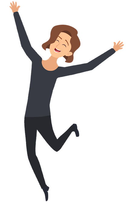 A baker jumping for joy