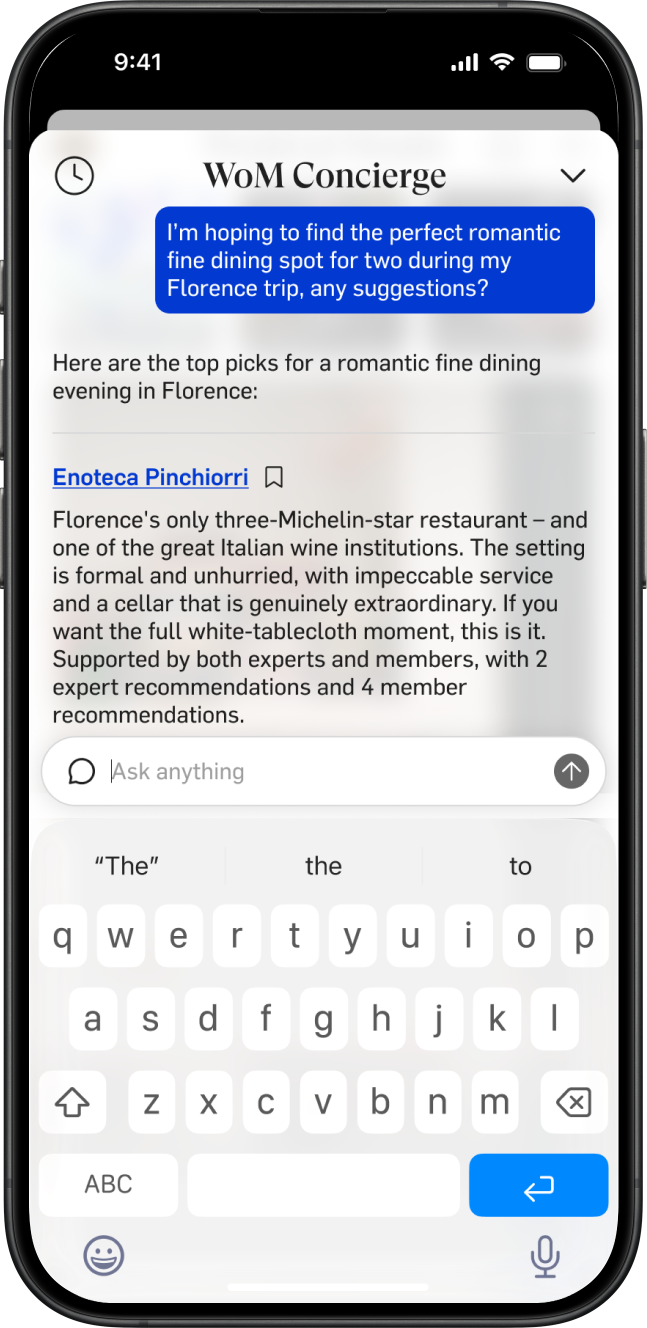 App page with London Destination page.