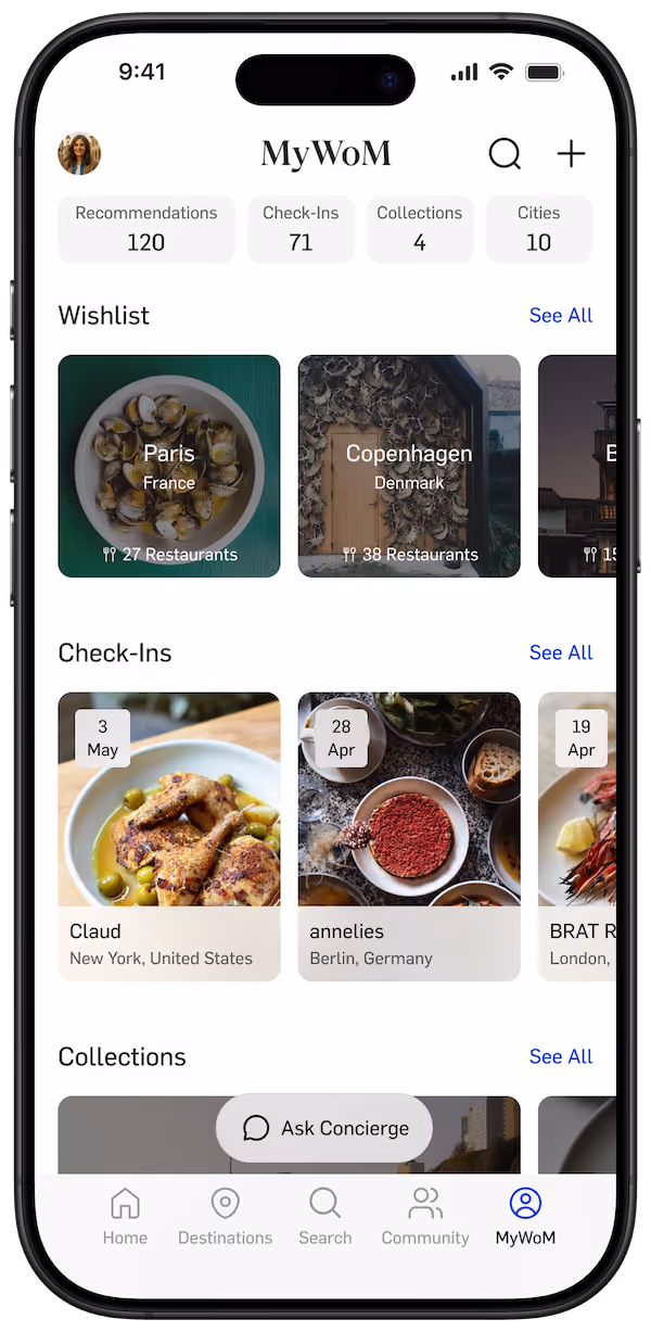 App page with MyWoM.