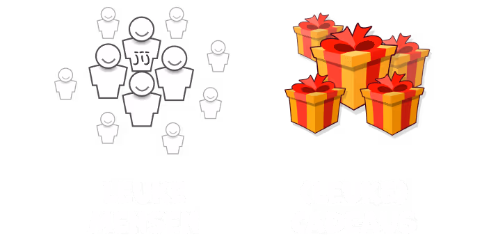 Je hebt nodig voor het Feestdagen Dobbelspel: Leuke mensen, Cadeautjes en het Magazine.