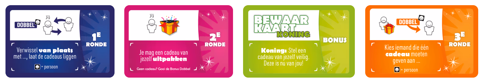 4 verschillende opdrachtkaartjes