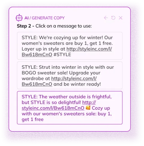 Select a generated message