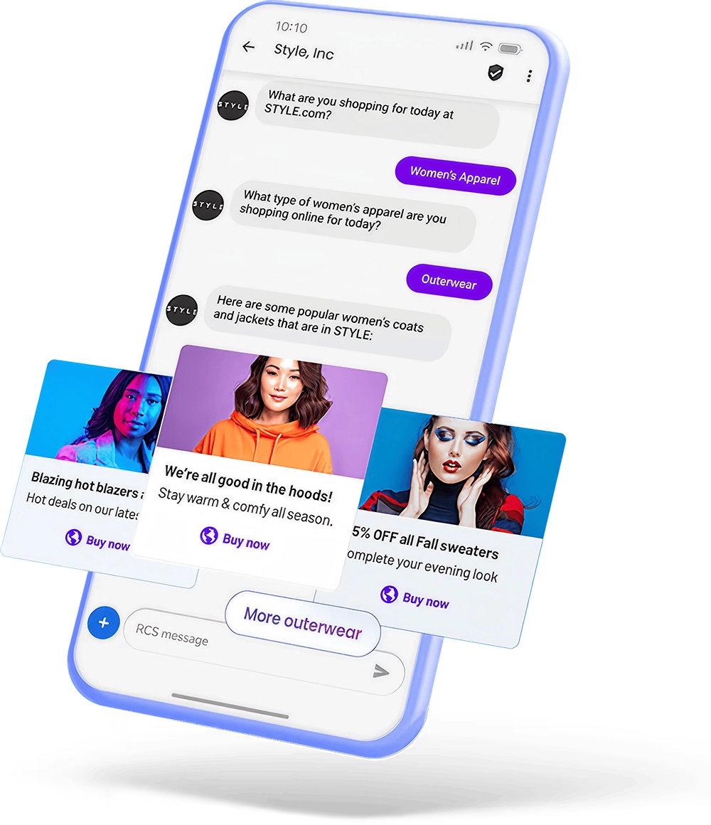 Mobile engagement RCS messaging example