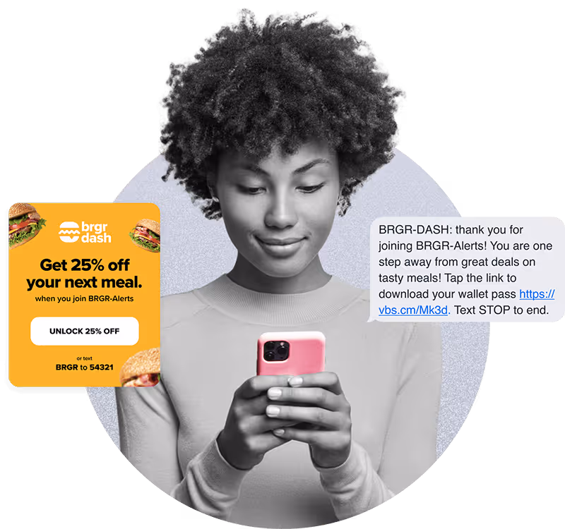 Retail SMS consumer joining a mobile loyalty program