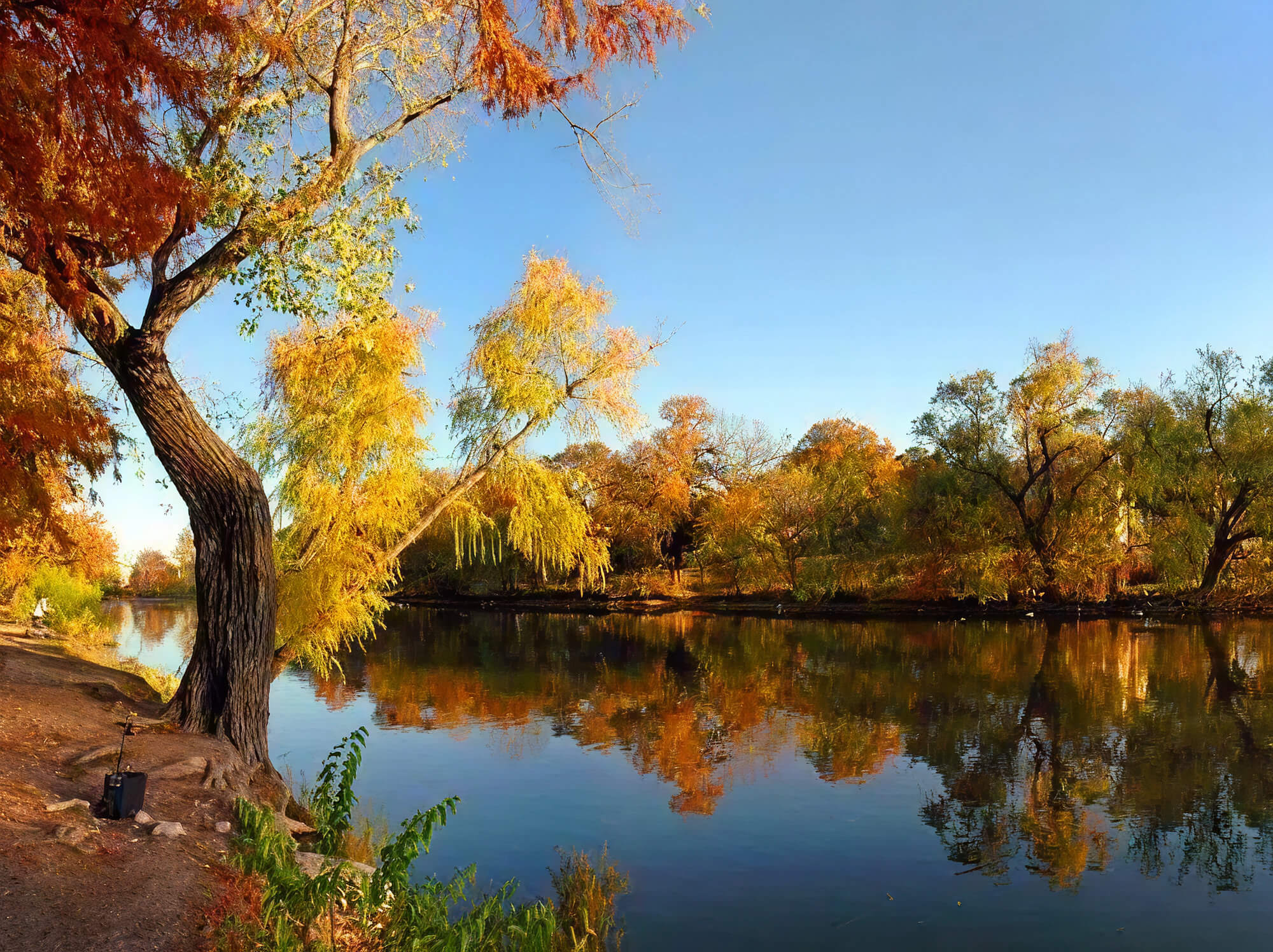 River with autumn trees in San Antonio.