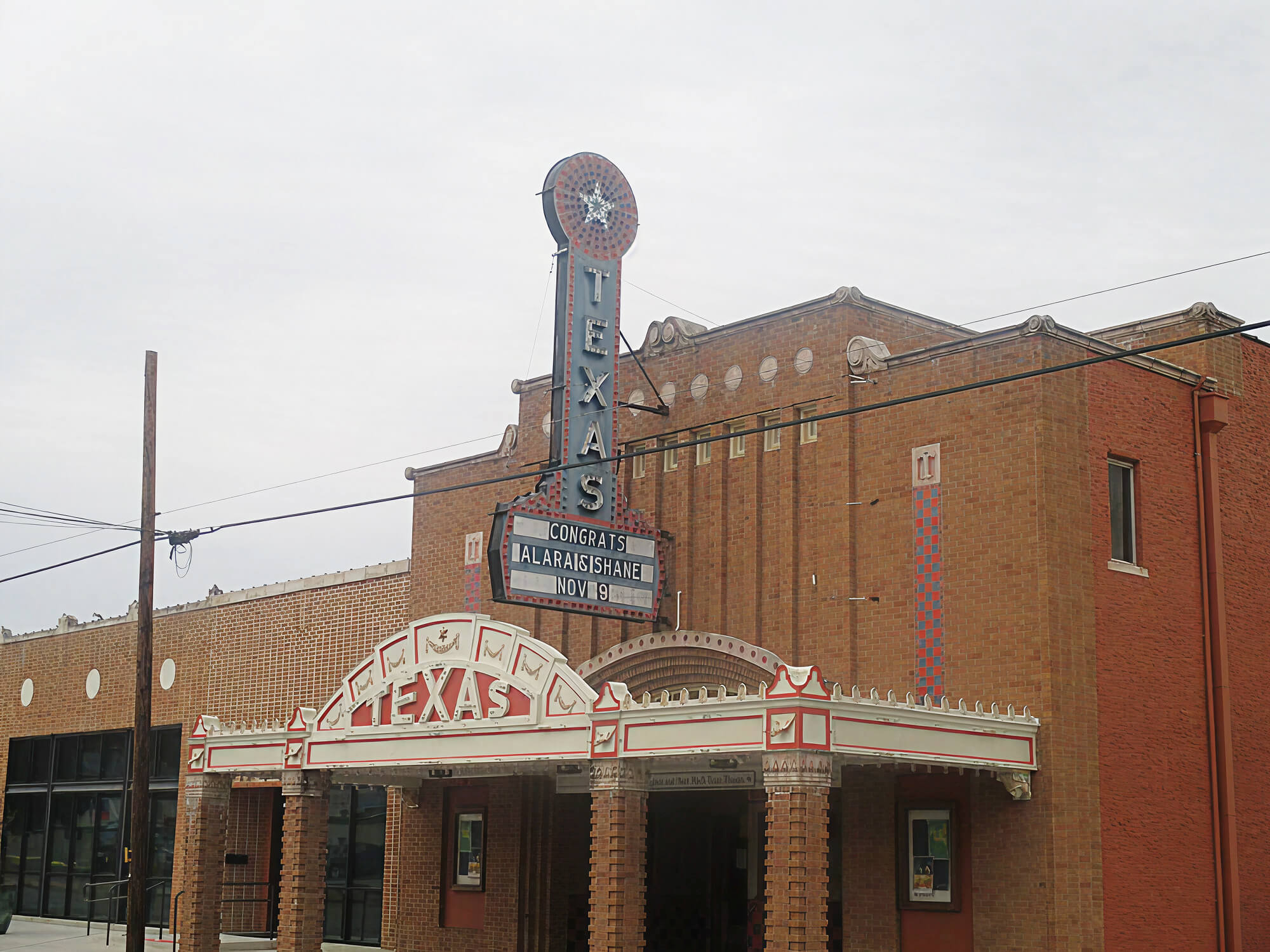 Historic Texas theater marquee, San Antonio.