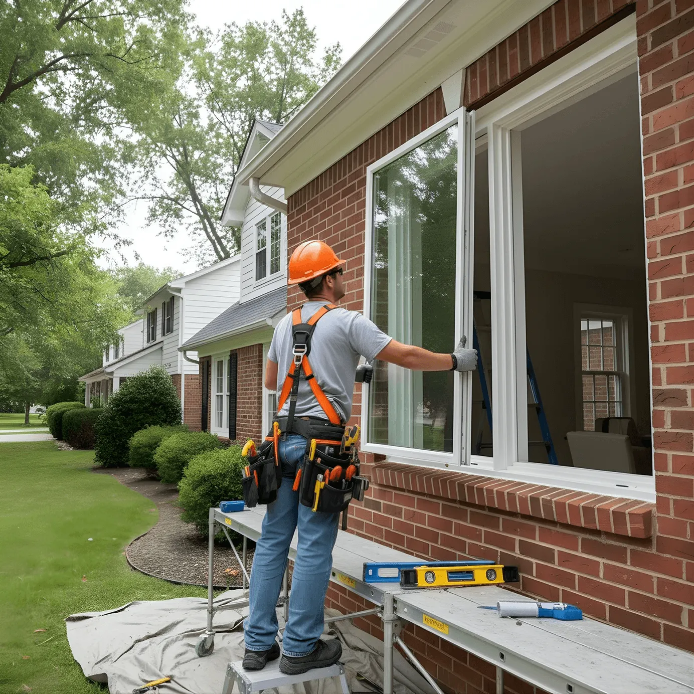 Green Energy technician working on the exterior of a home in San Antonio