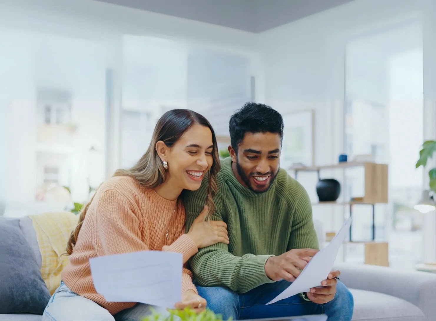 Couple reviewing their home energy savings budget together