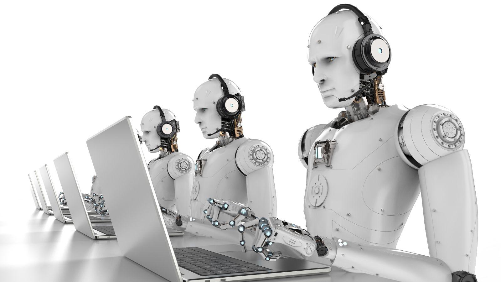 A group of robots using a computerAI-generated content may be incorrect.