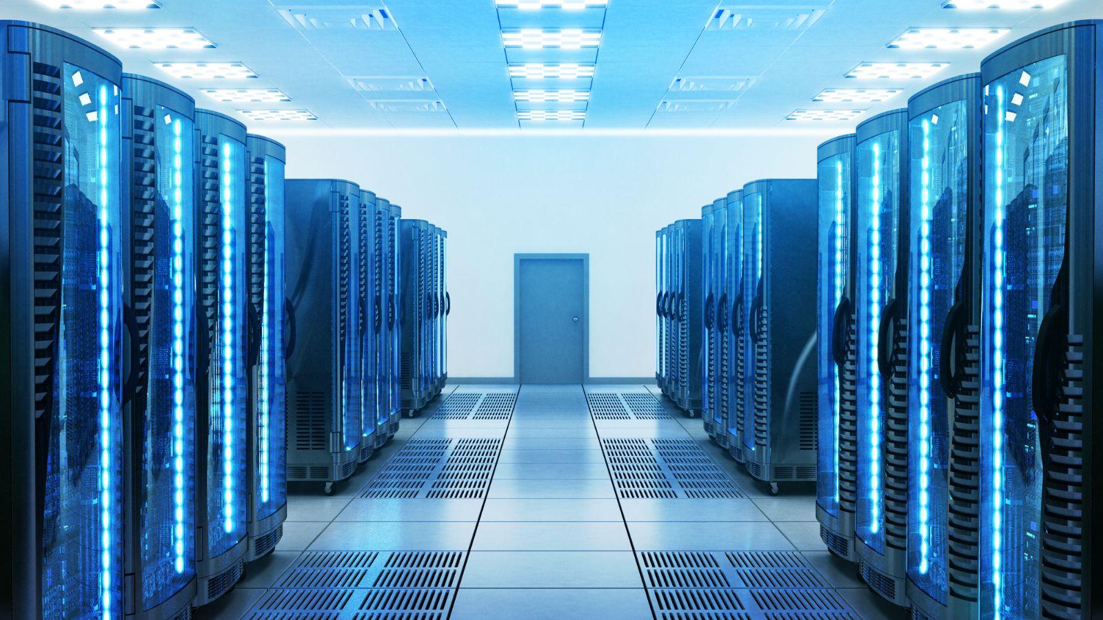 A room with rows of serversAI-generated content may be incorrect.