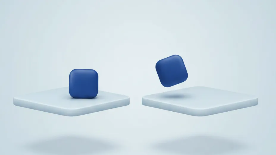 One block resting safely and an identical block caught in mid-air above a gap, representing a write that landed and a message still in transit