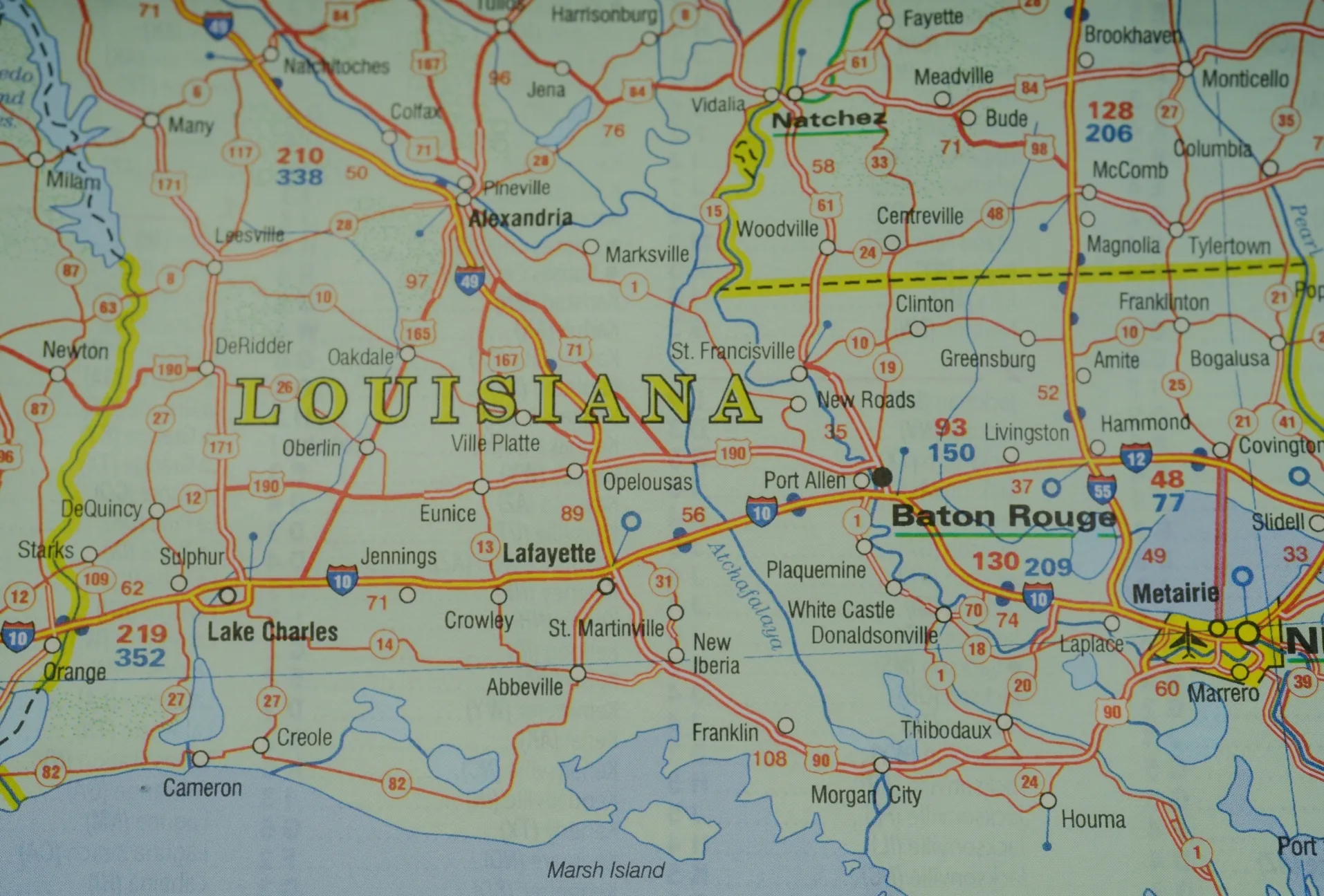 Reliant BevCarb Louisiana Service Areas map