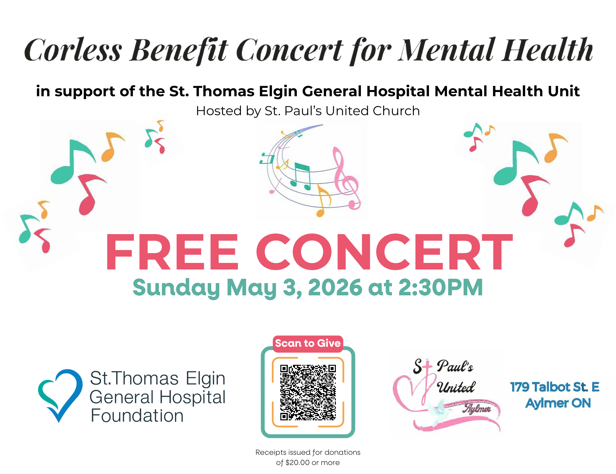 Corless Benefit Concert for Mental Health - May 3, 2026