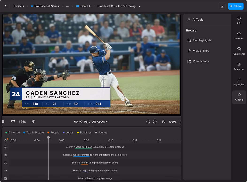 MediaSilo AI Tools Screenshot