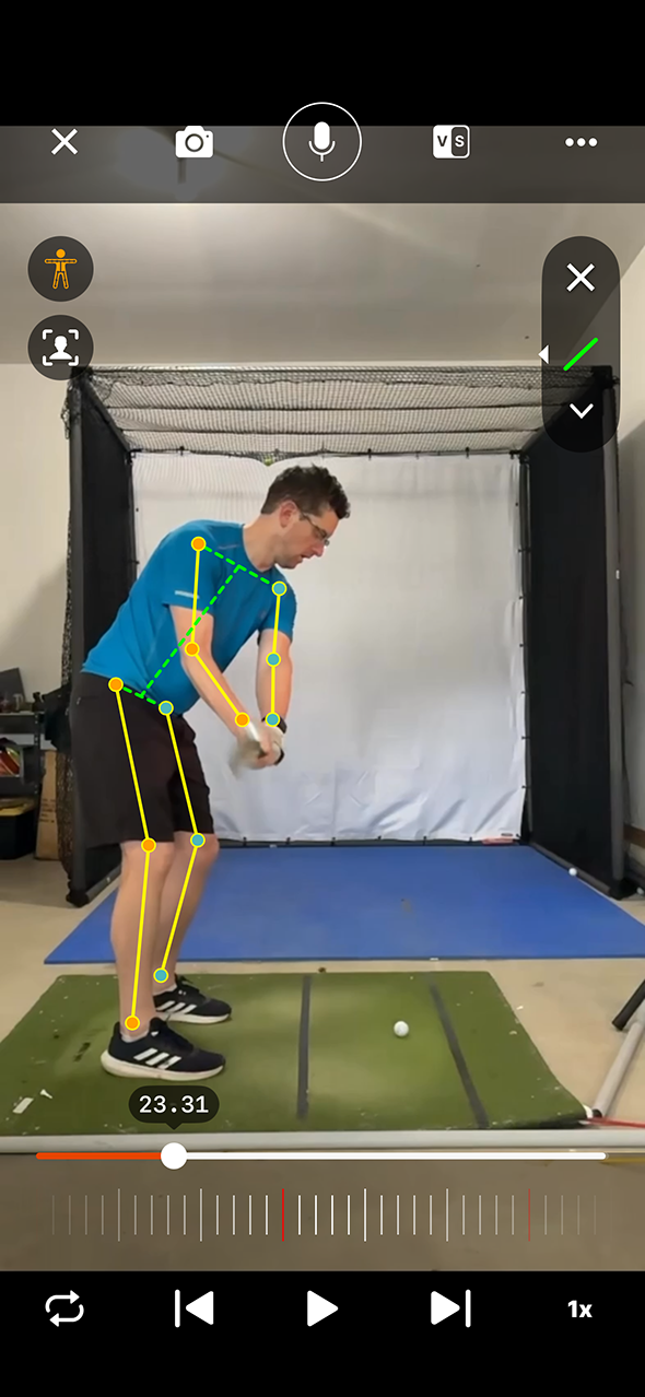 Image of a screen capture from a video swing evaluation