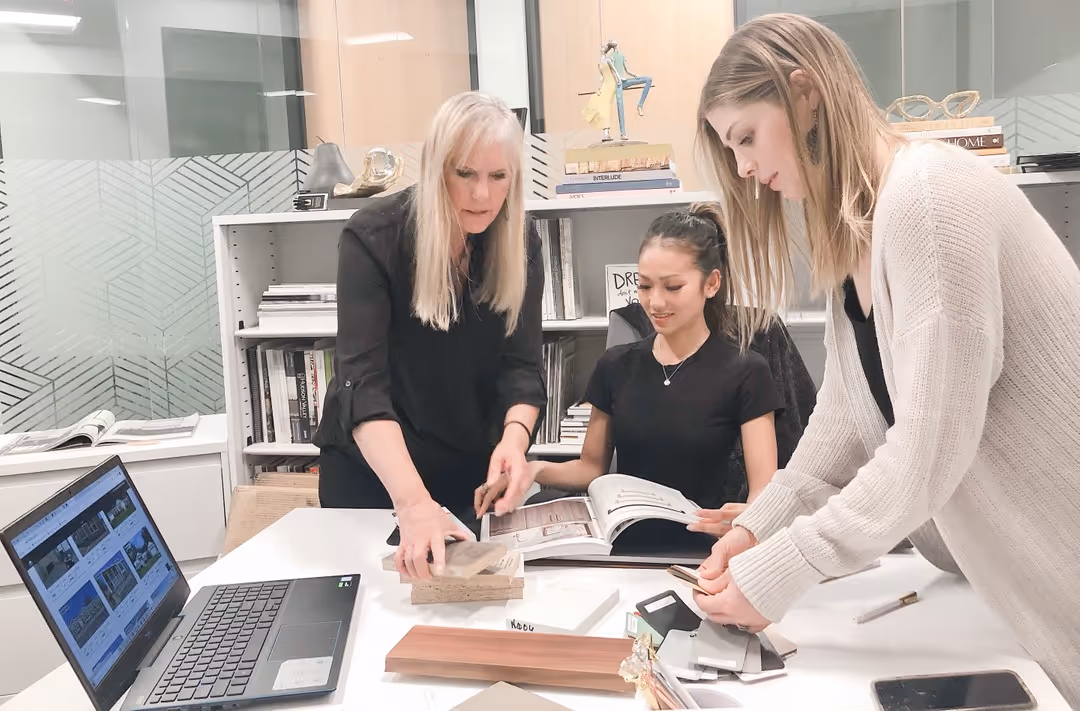 Having fun choosing edge slabs to make custom designs while inside the Design Studio in Arizona