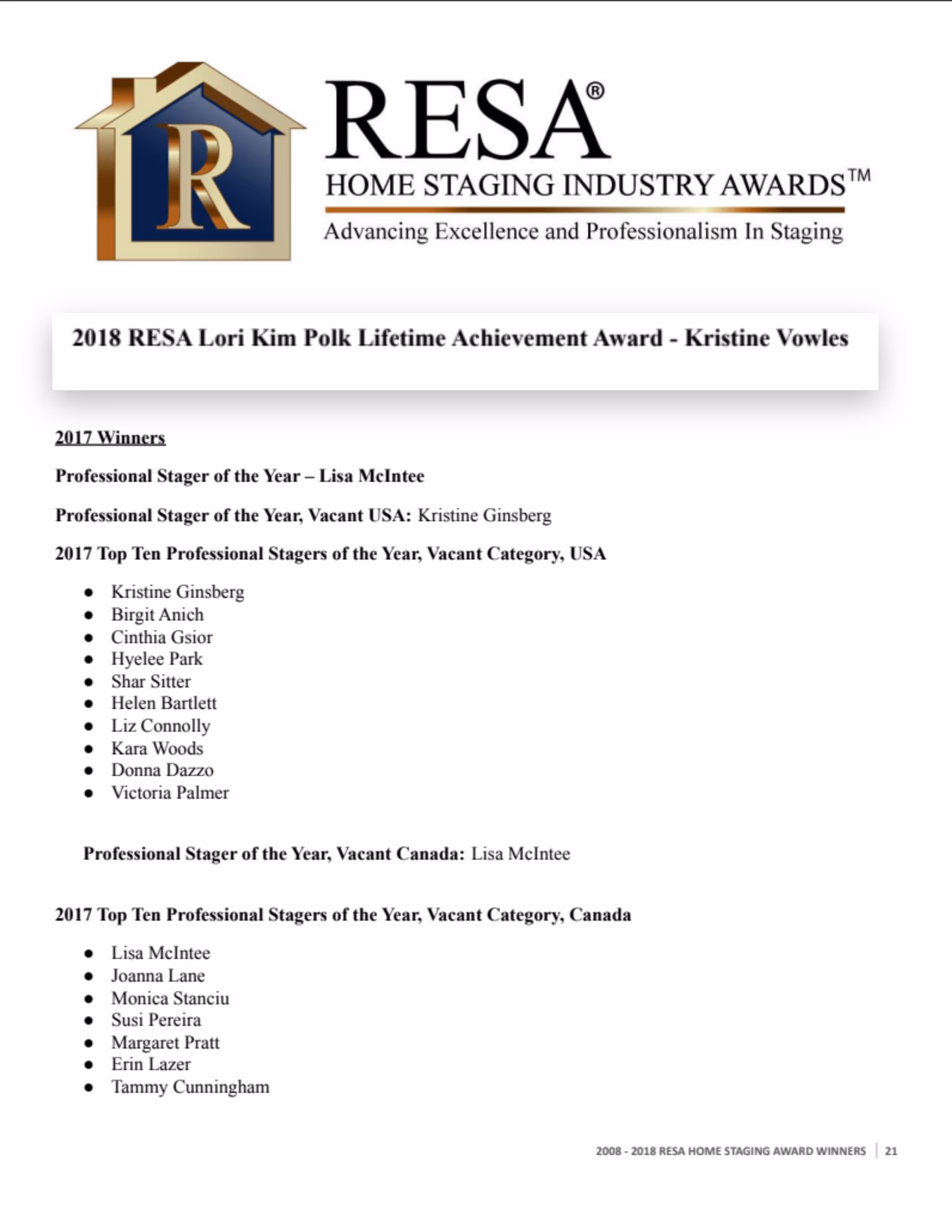 The Luxury Look - RESA Home Staging Industry Awards