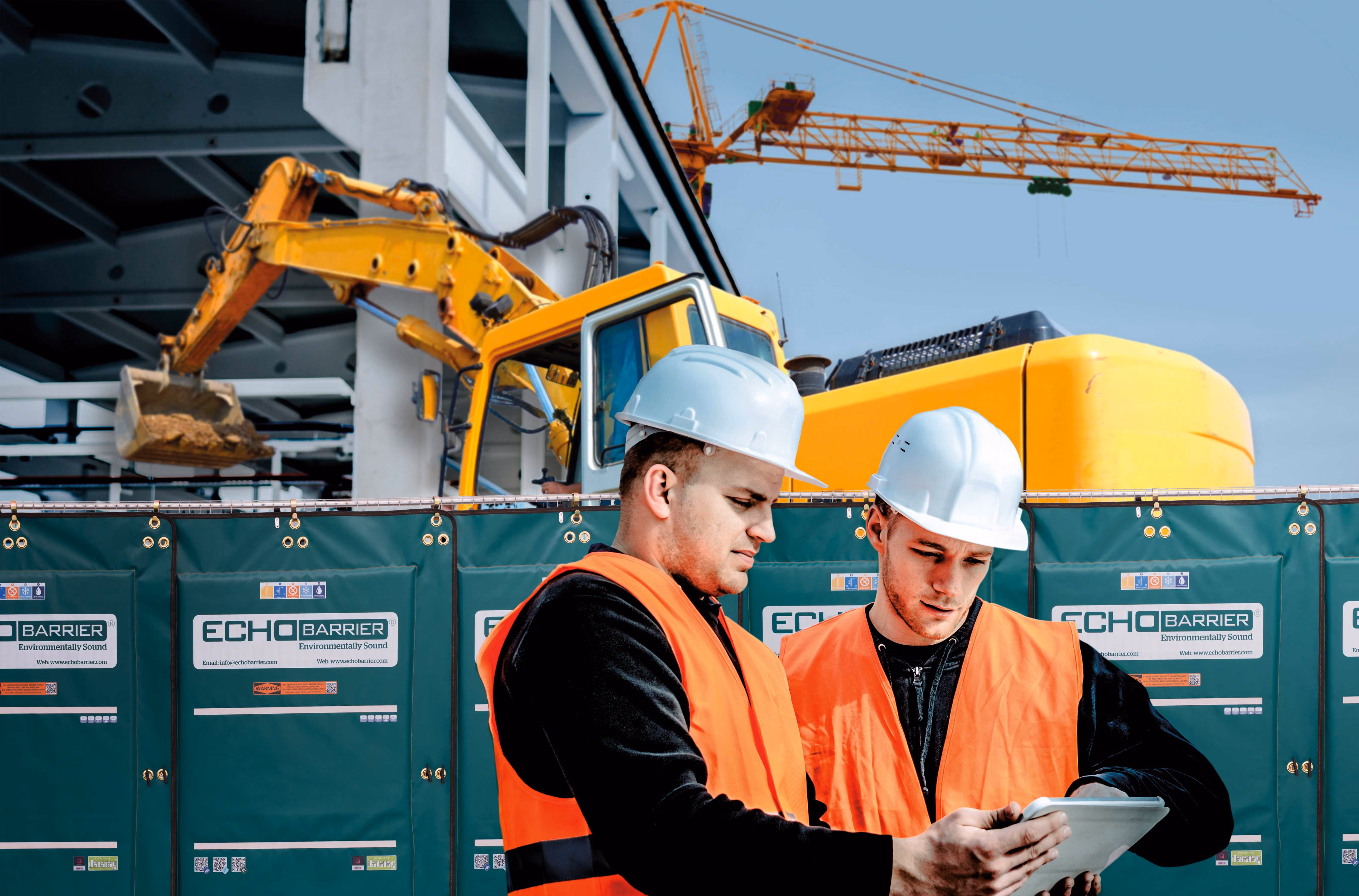 Echo Barrier acoustic barriers installed at construction site for noise control