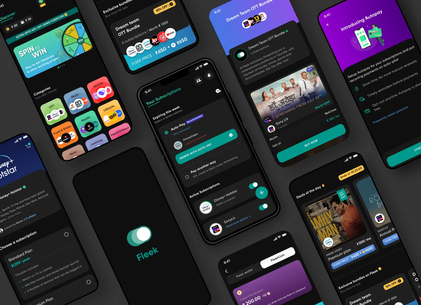 Fleek app — OTT bundle screen