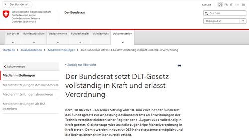 The new DLT-Law in Switzerland Brings Clarity
