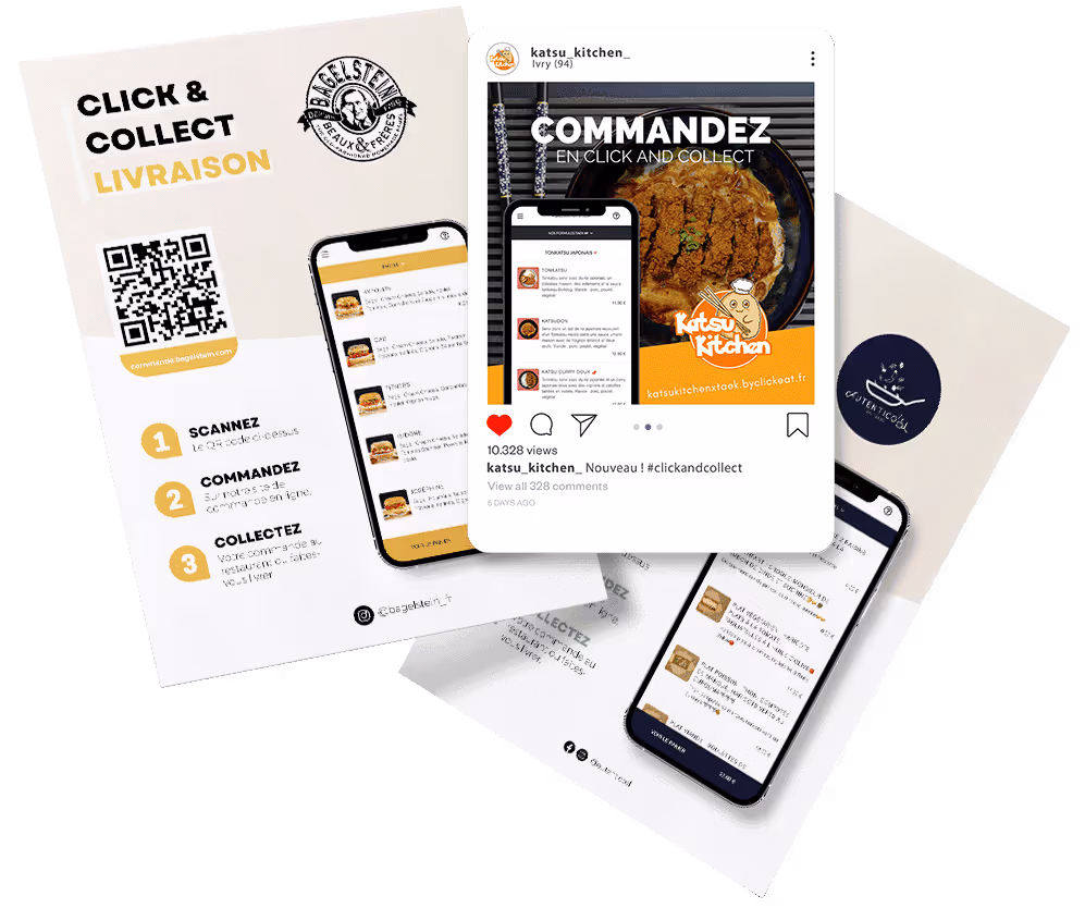 Flyers et publication Instagram marketing personnalisé pour restaurant