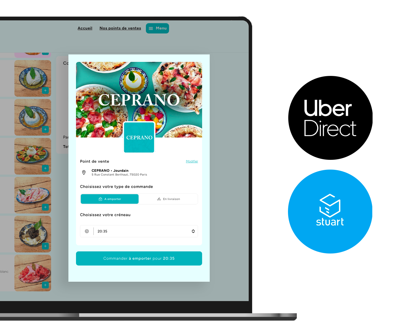 Module de commande en ligne pour restaurant en livraison