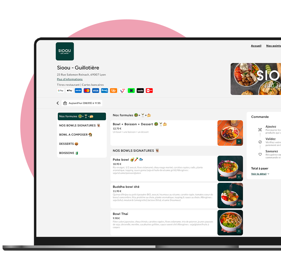 Module de commande en ligne pour restaurant