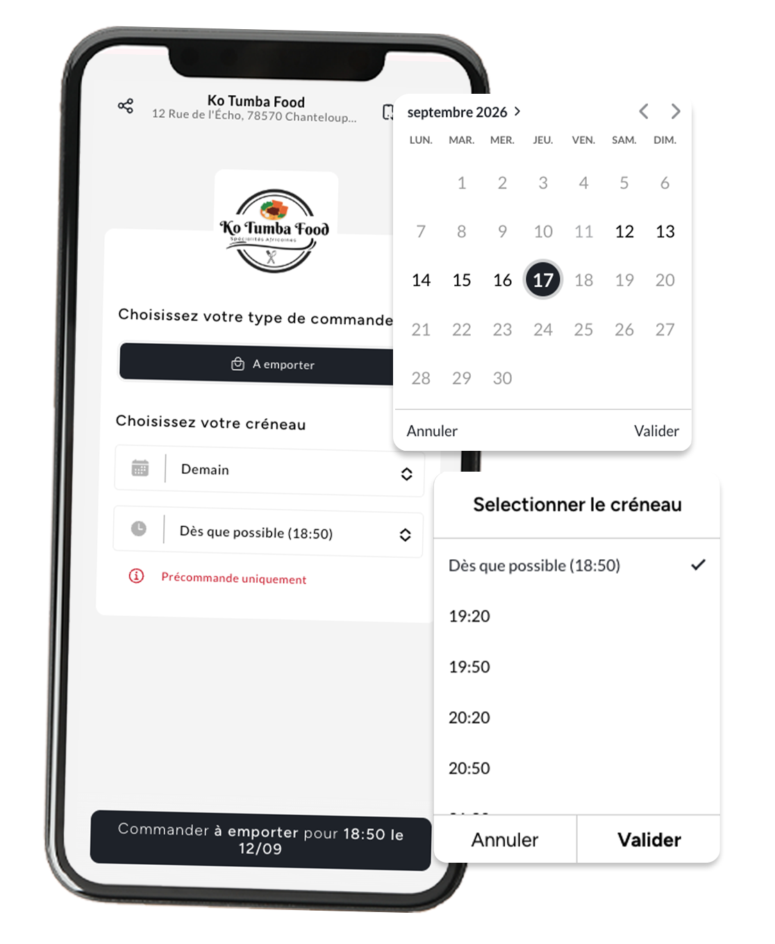 Module de commande en ligne pour traiteur avec précommande