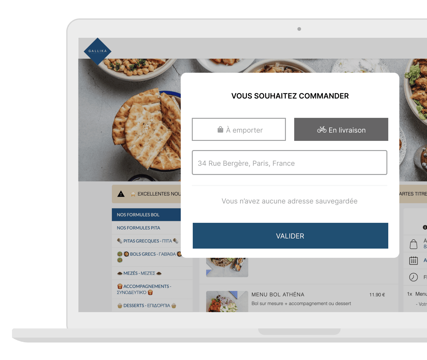 Module de commande en ligne pour restaurant