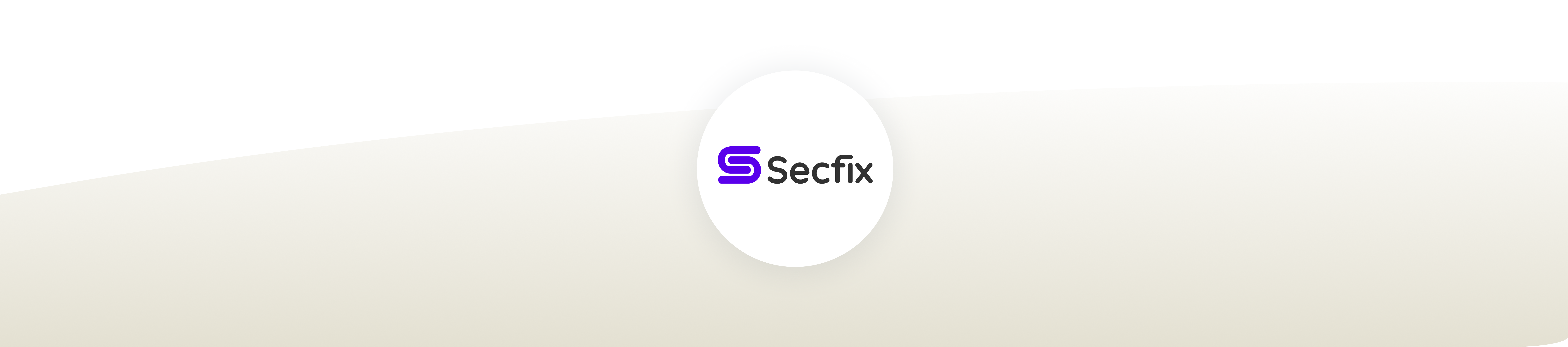 Circular ISO 27001 badge reading "Powered by Secfix" on a beige gradient background.
