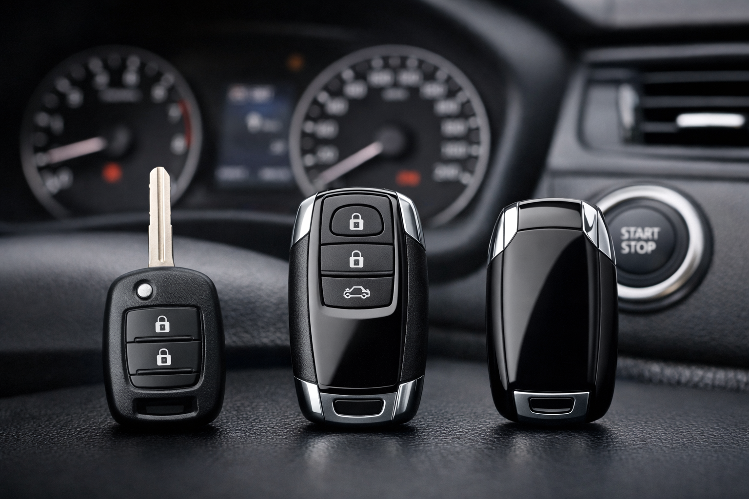 Wat is het verschil tussen een transpondersleutel, smart key en keyless entry?