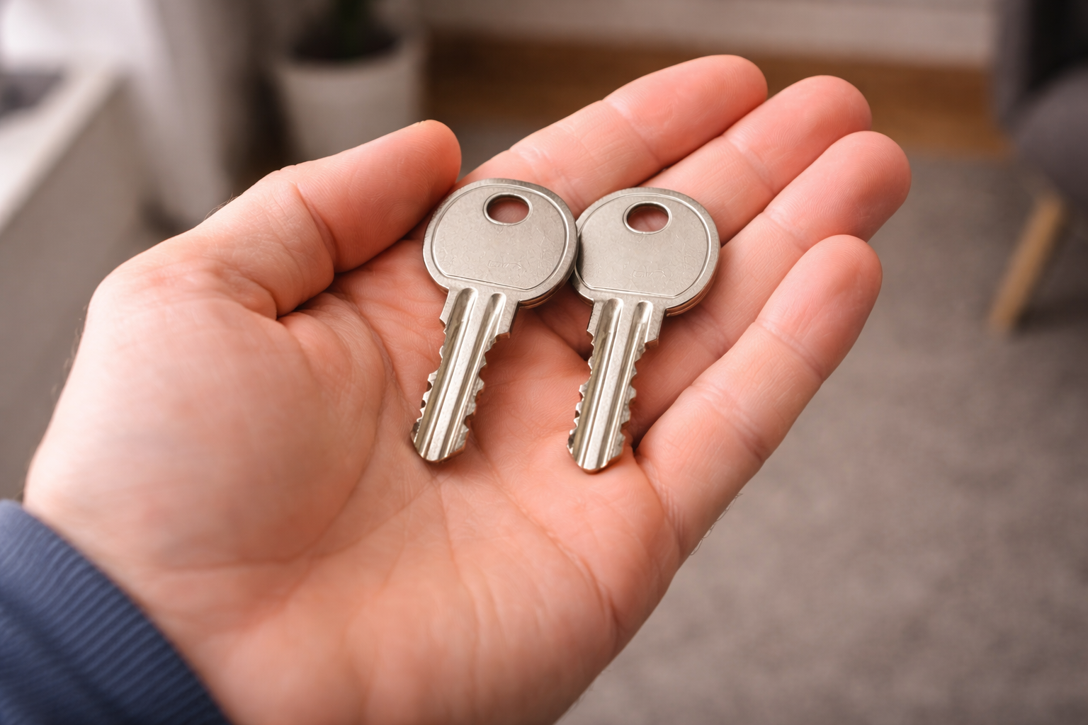 Gecertificeerde sleutels bijmaken - man die naar beide sleutels kijkt