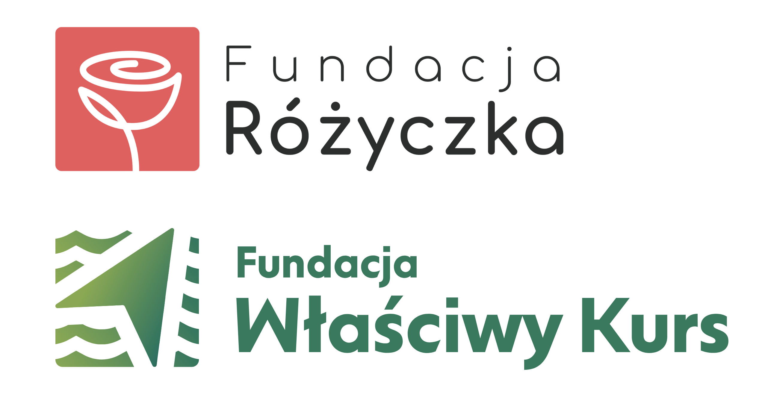 logo Fundacja Różyczka i logo Właściwy Kurs