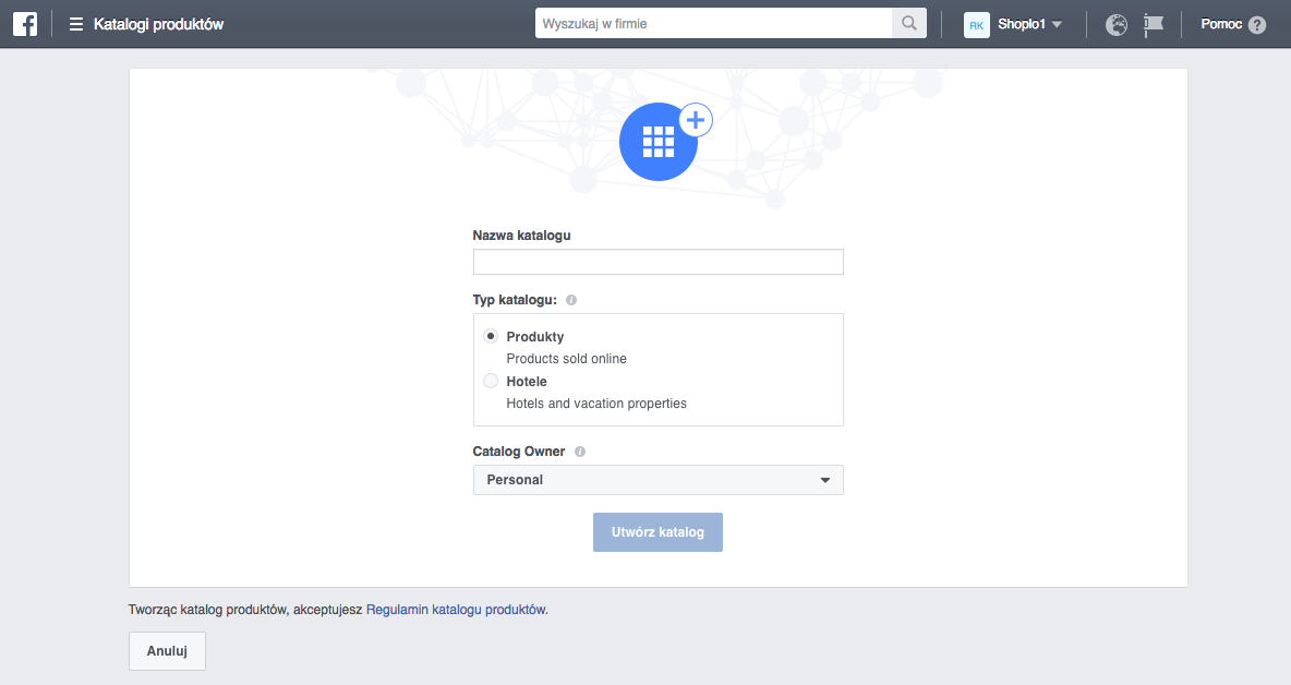 tworzenie katalogów produktów reklamy dynamiczne na facebooku