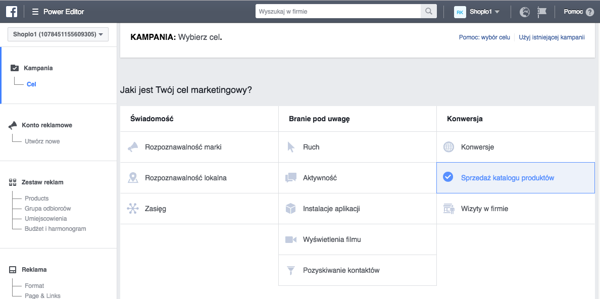 tworzenie kampanii reklamy dynamiczne na facebooku